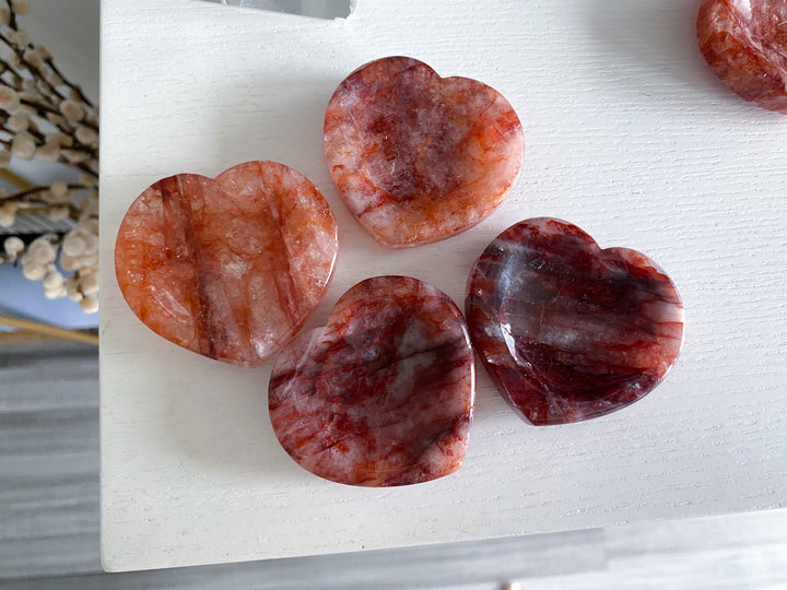 Small Fire Quartz Heart Bowl 2"