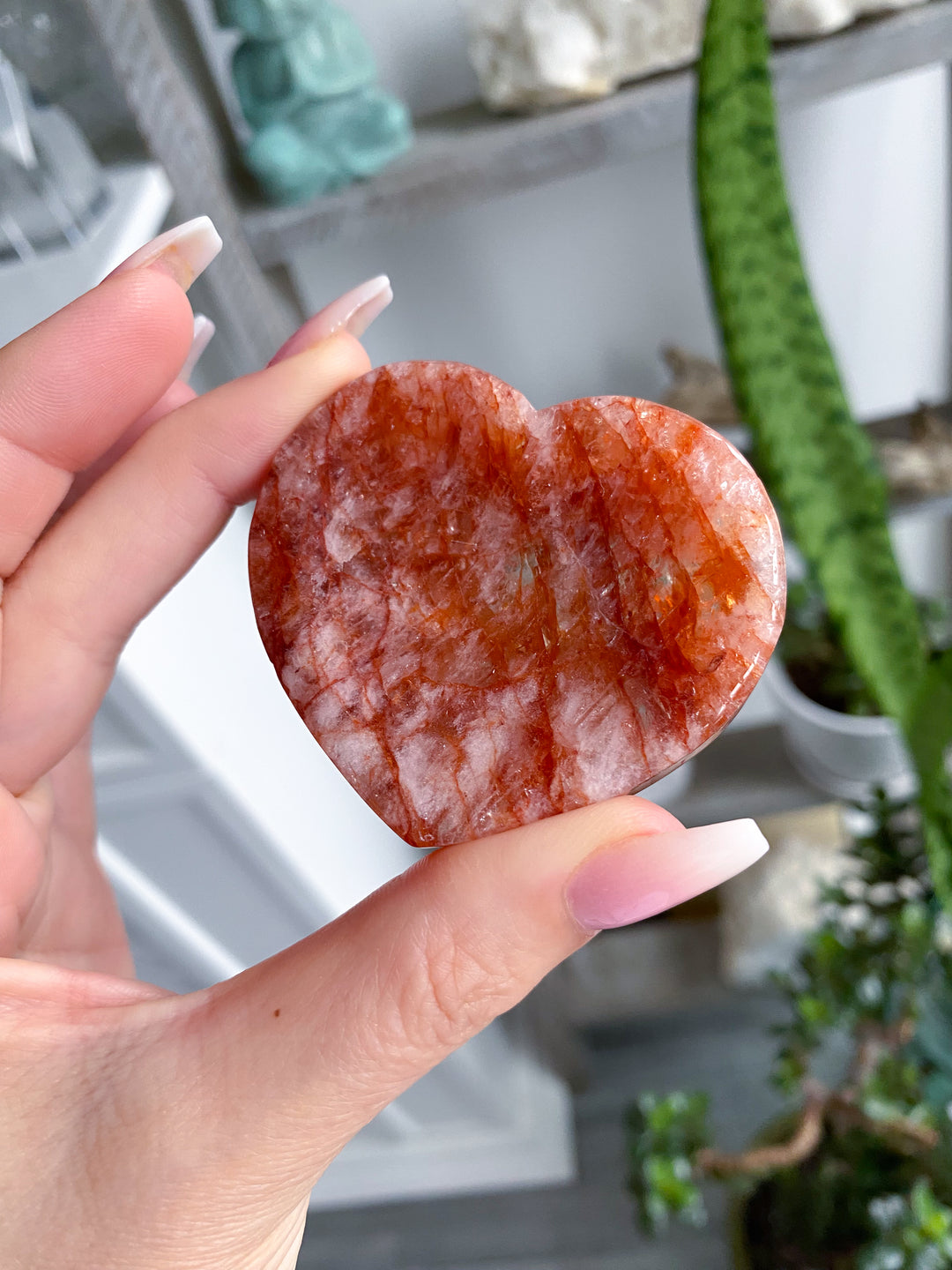 Small Fire Quartz Heart Bowl 2"