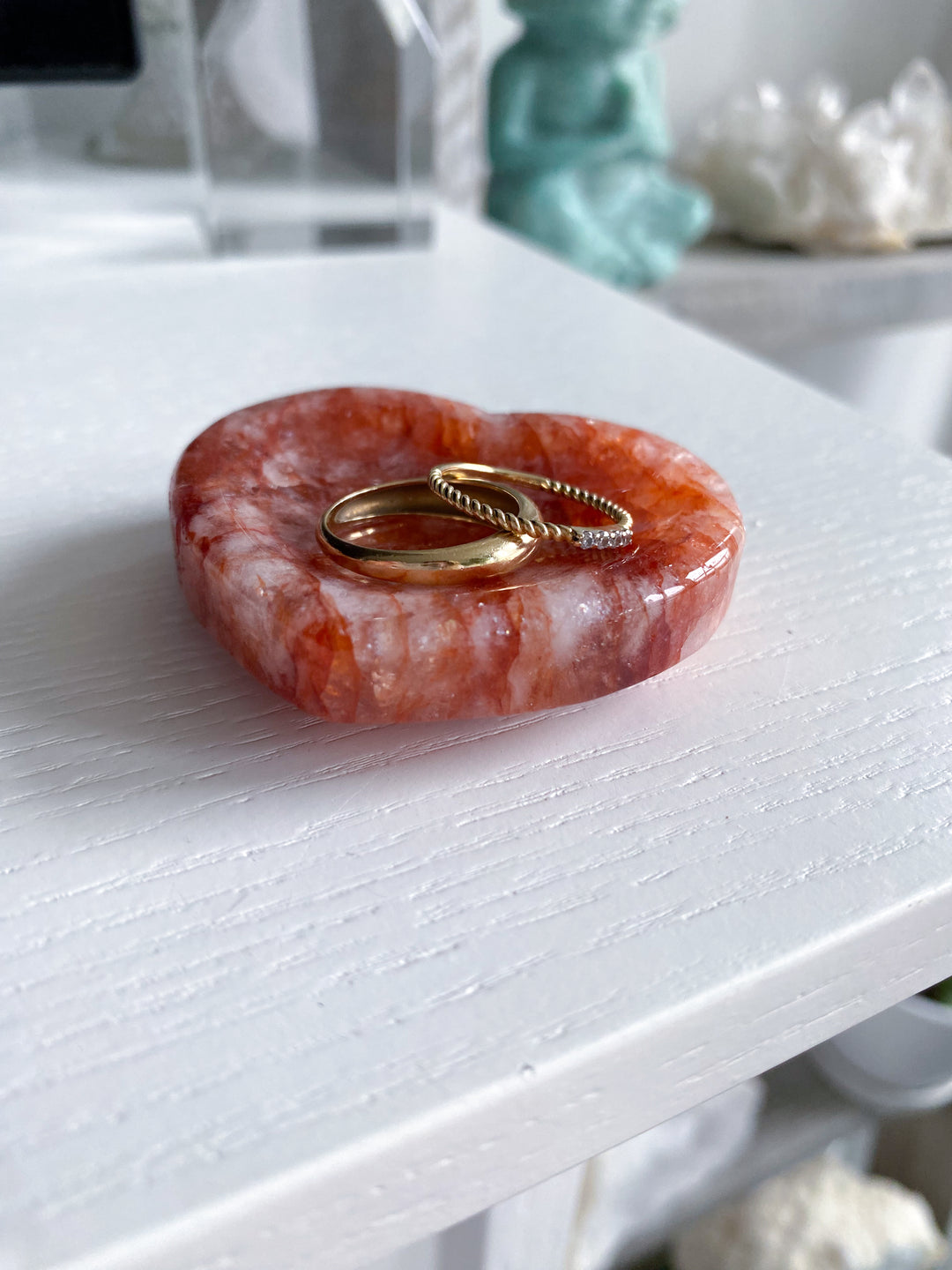 Small Fire Quartz Heart Bowl 2"