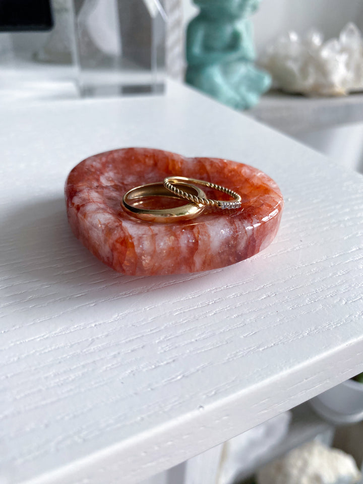 Small Fire Quartz Heart Bowl 2"