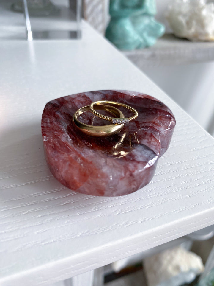 Small Fire Quartz Heart Bowl 2"