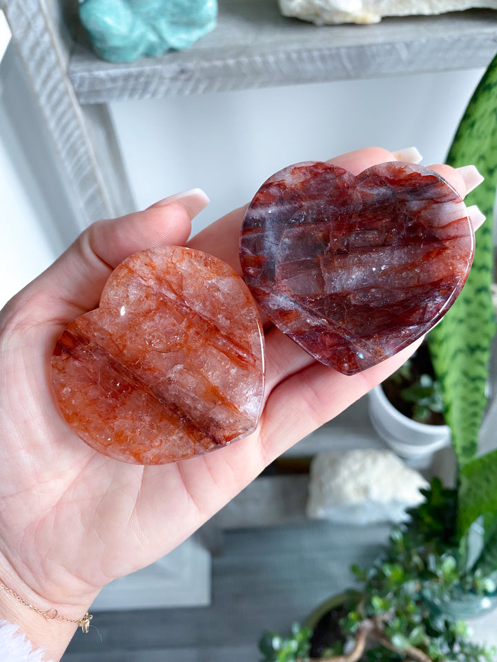Small Fire Quartz Heart Bowl 2"