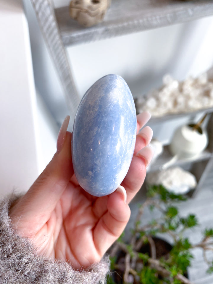 Large Blue Calcite Palm Stone #1