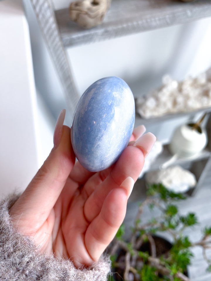 Large Blue Calcite Palm Stone #1