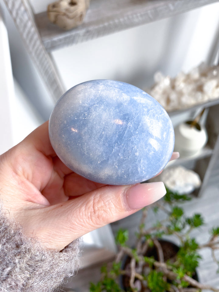 Large Blue Calcite Palm Stone #1