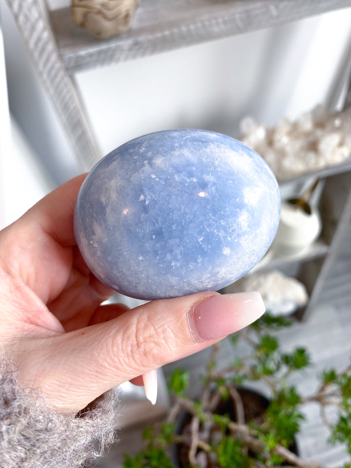 Large Blue Calcite Palm Stone #1