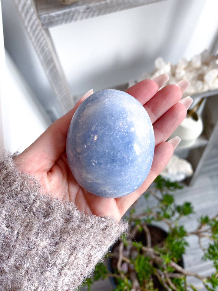 Large Blue Calcite Palm Stone #1