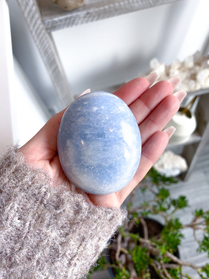 Large Blue Calcite Palm Stone #1