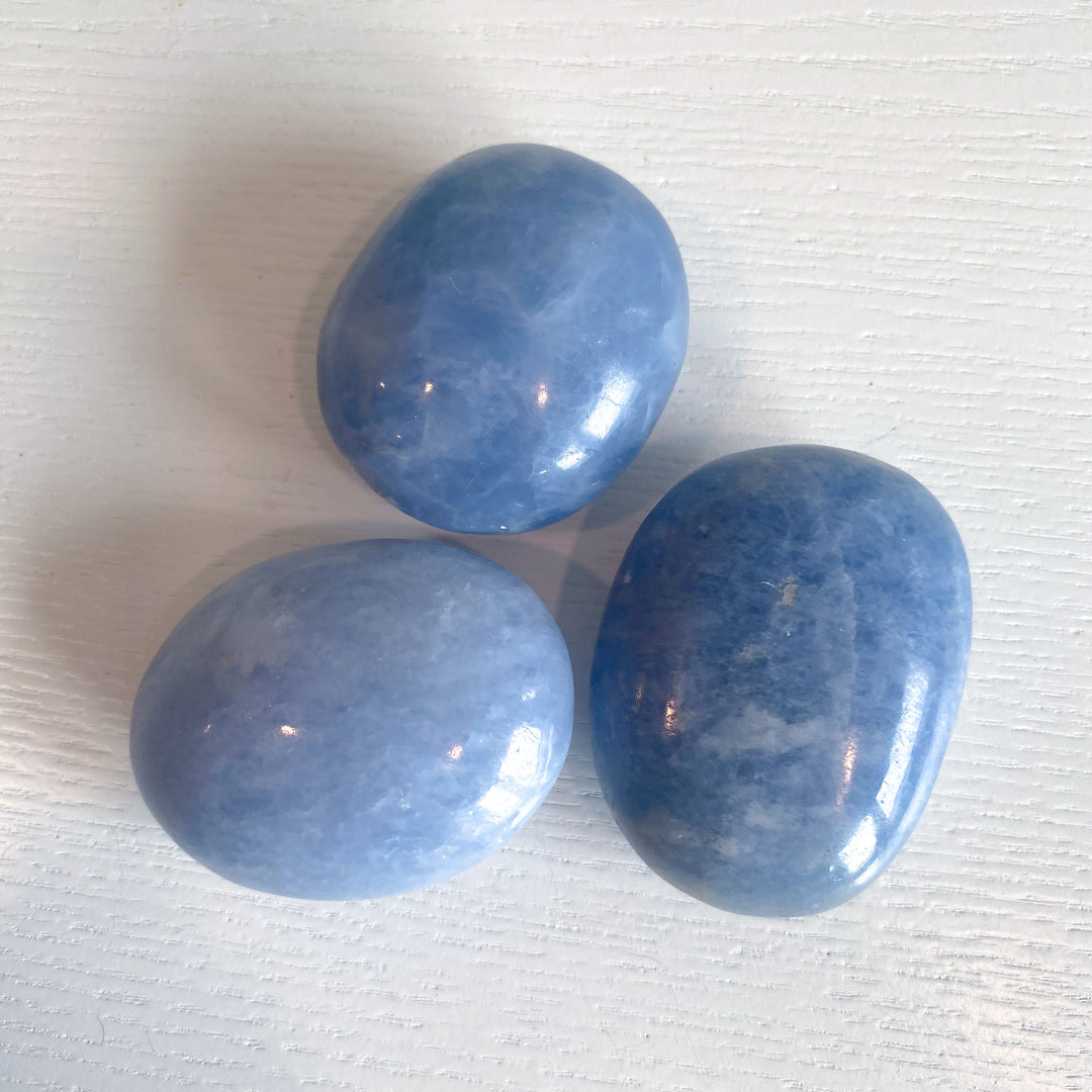 Blue Calcite Palm Stone
