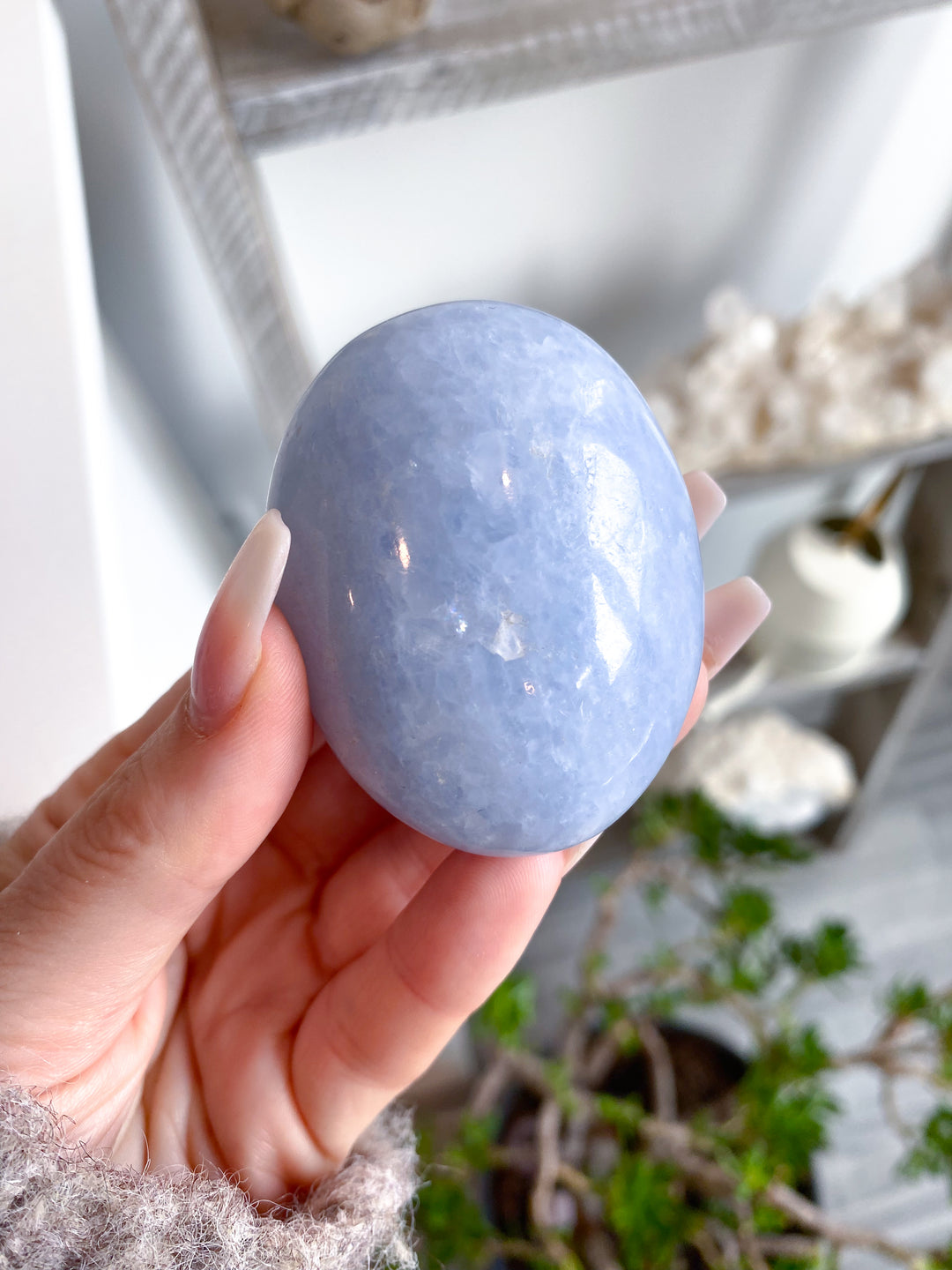 Blue Calcite Palm Stone