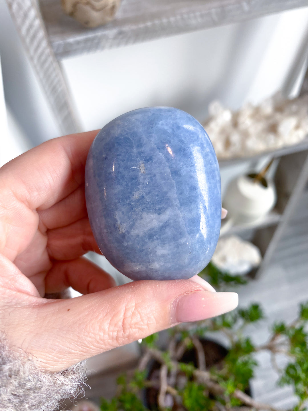 Blue Calcite Palm Stone