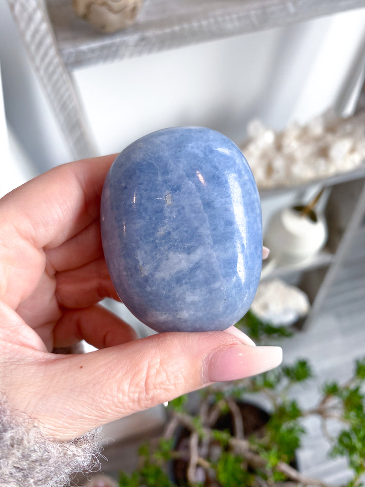 Blue Calcite Palm Stone