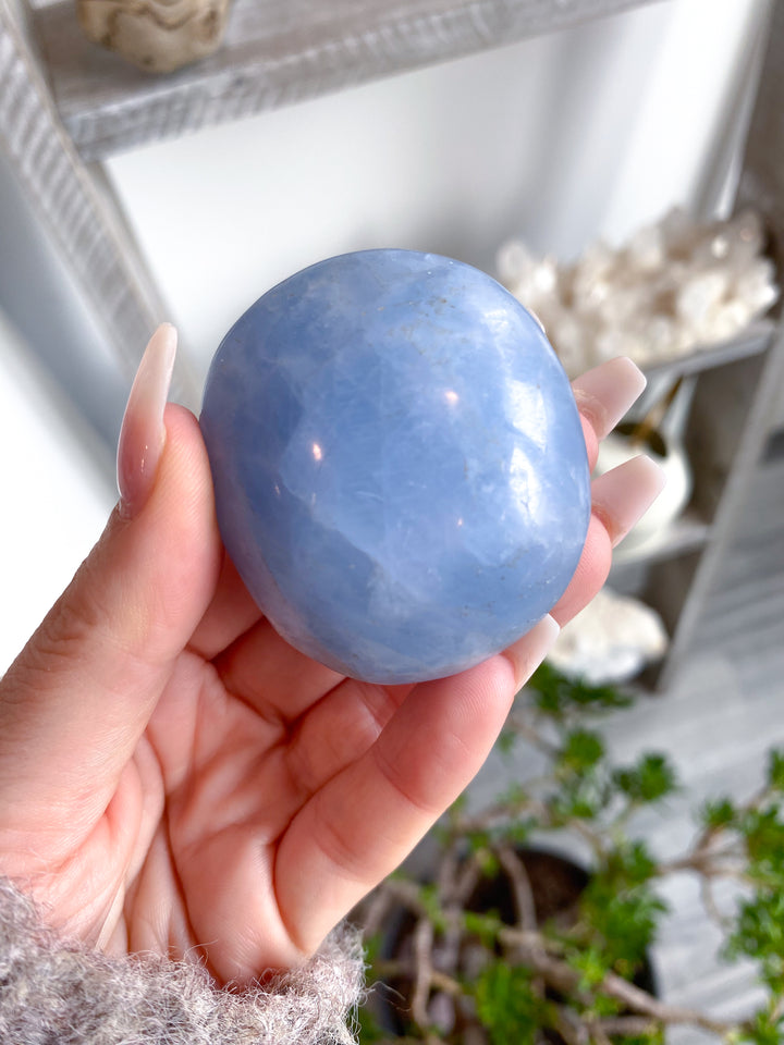 Blue Calcite Palm Stone