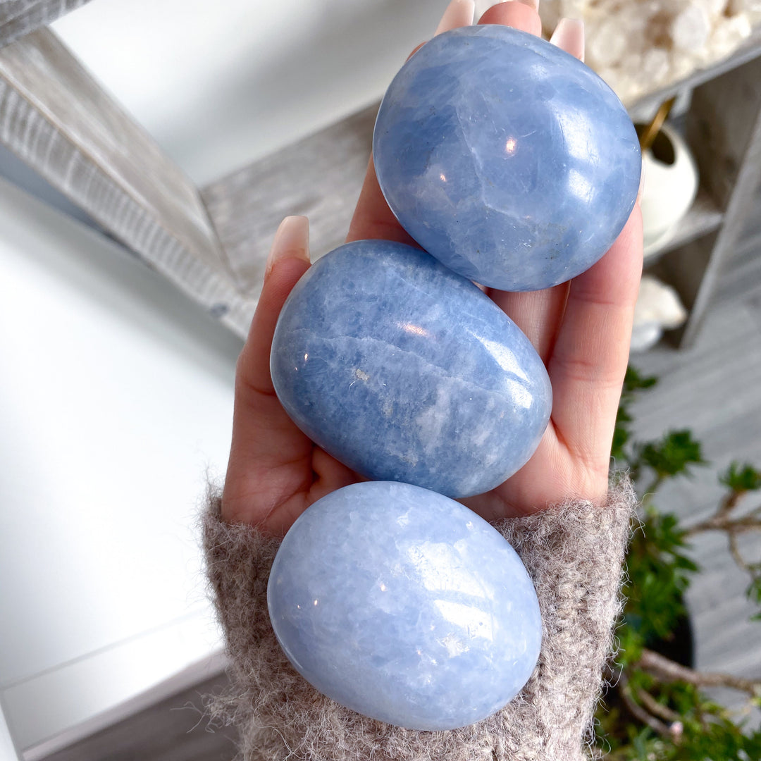 Blue Calcite Palm Stone