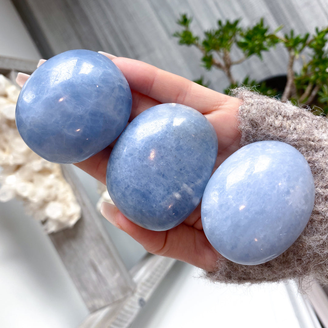 Blue Calcite Palm Stone