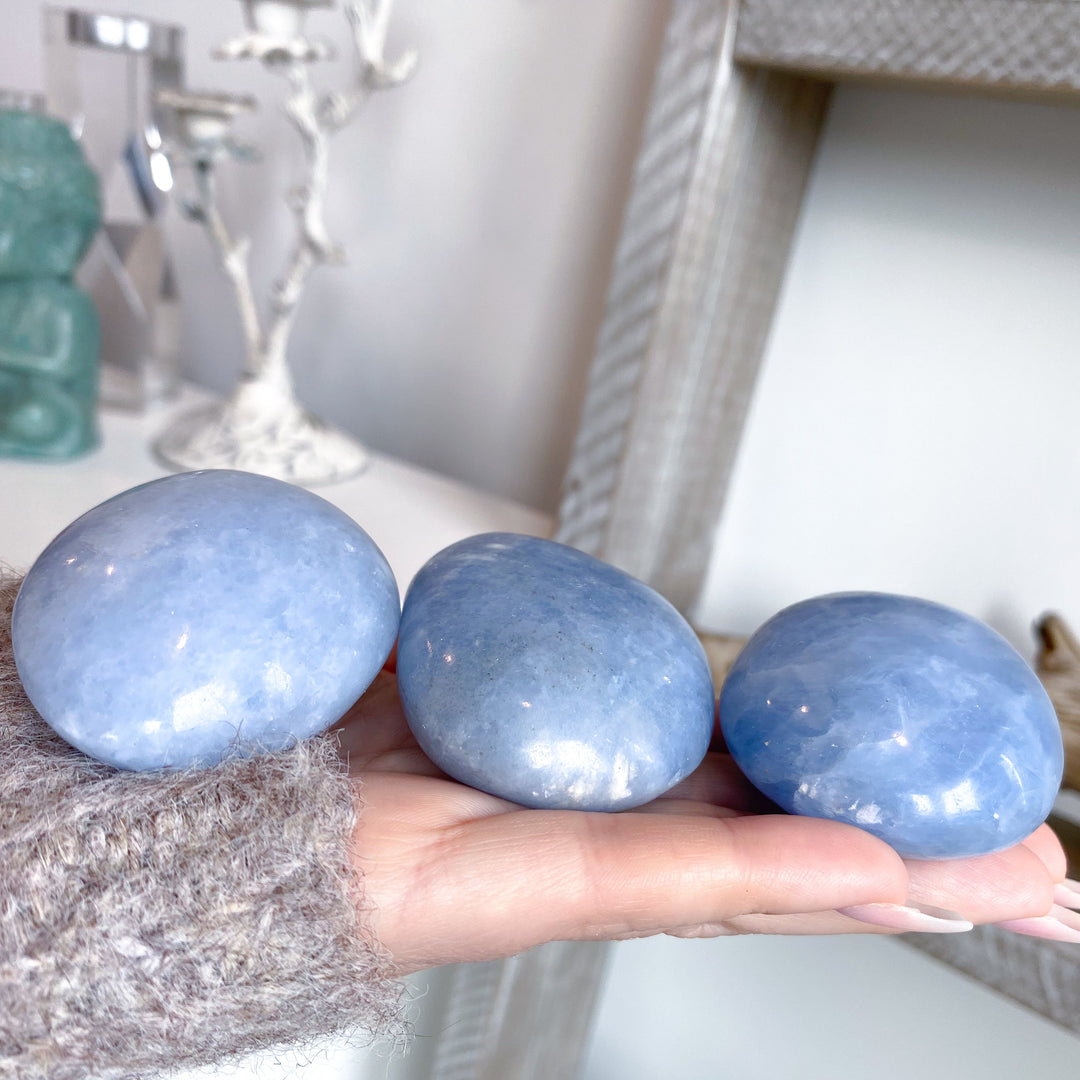 Blue Calcite Palm Stone
