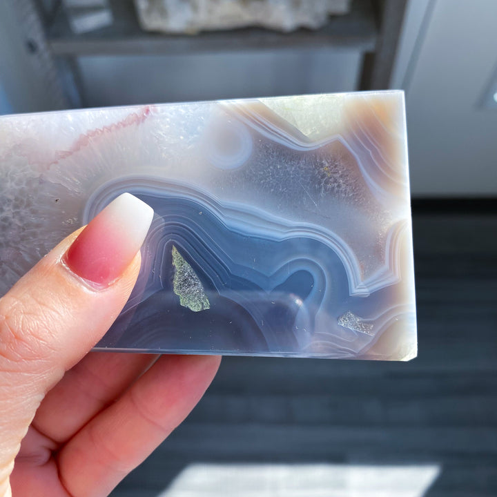 Druzy Blue Agate Standing Slice Tower 