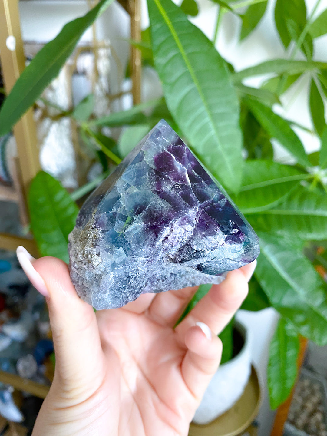 Polished Rainbow Purple Fluorite Point 
