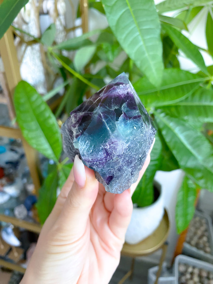 Polished Rainbow Purple Fluorite Point 