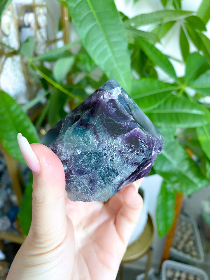 Polished Rainbow Purple Fluorite Point 