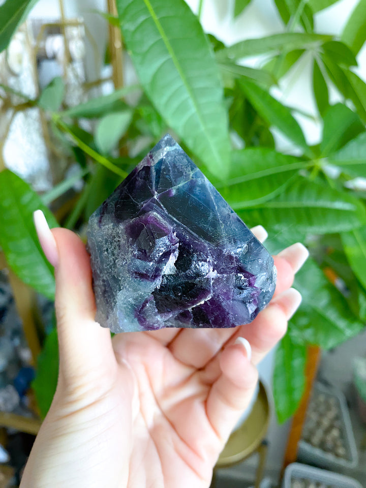 Polished Rainbow Purple Fluorite Point 