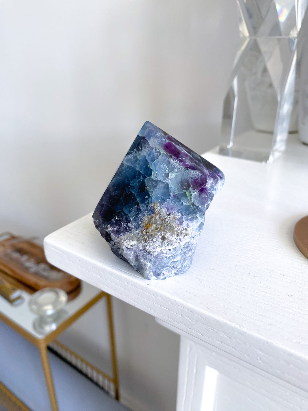 Polished Rainbow Purple Fluorite Point 