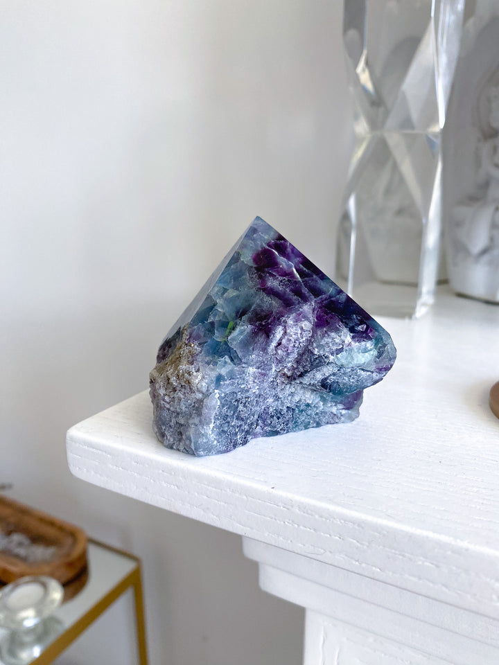 Polished Rainbow Purple Fluorite Point 