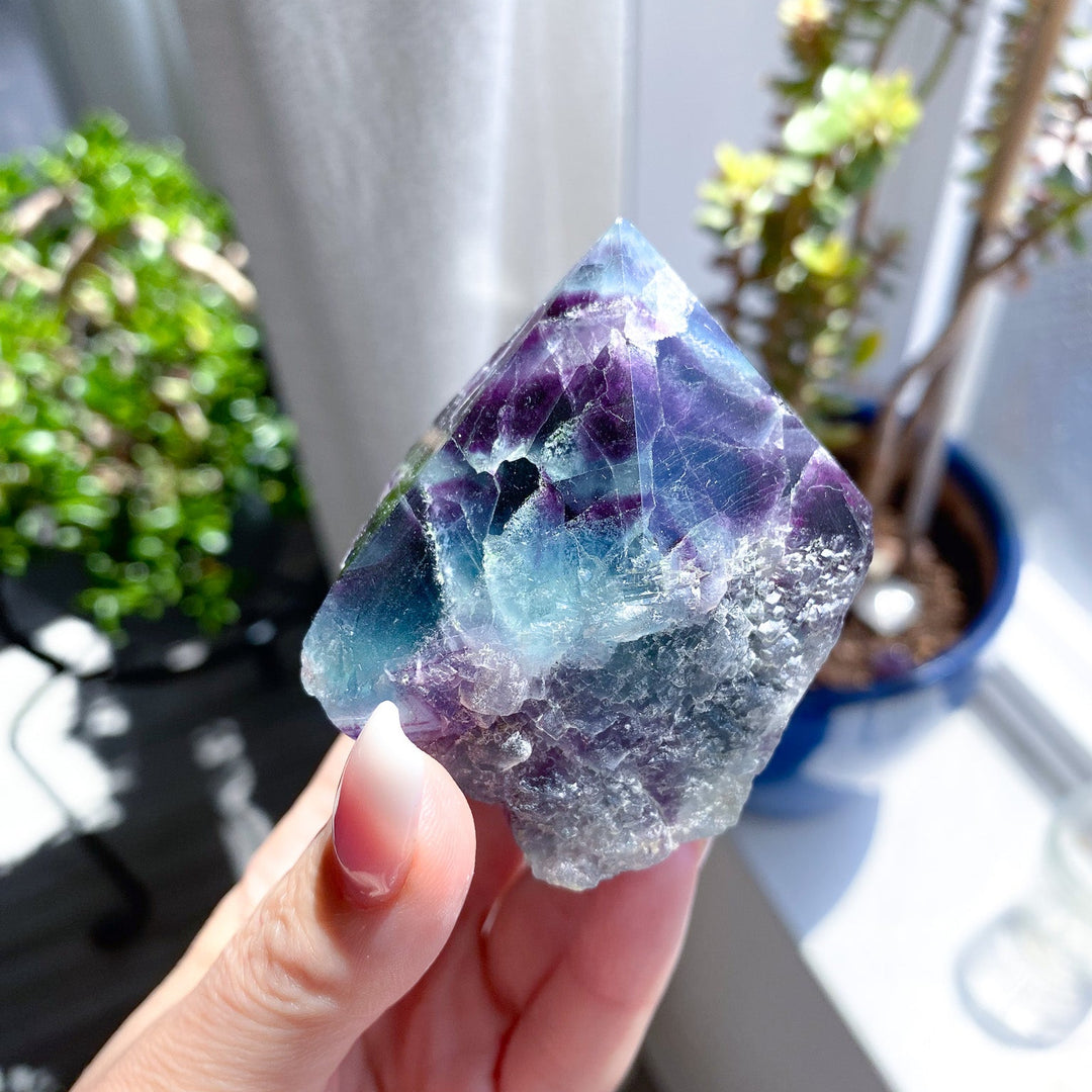 Polished Rainbow Purple Fluorite Point 