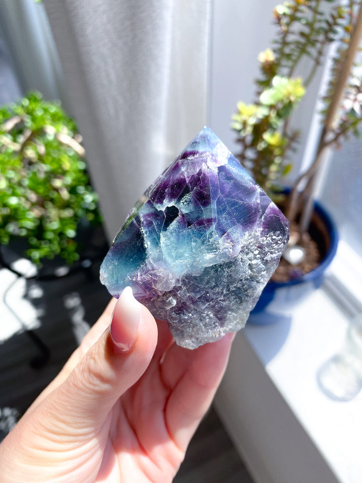 Polished Rainbow Purple Fluorite Point 