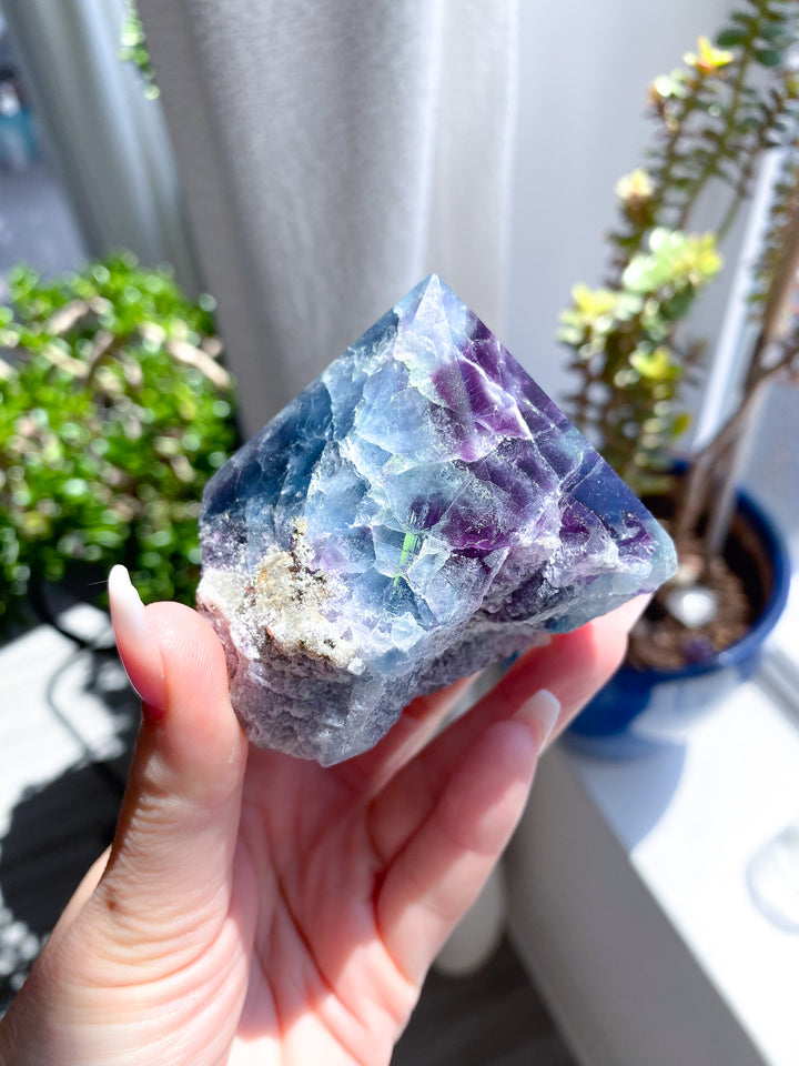 Polished Rainbow Purple Fluorite Point 