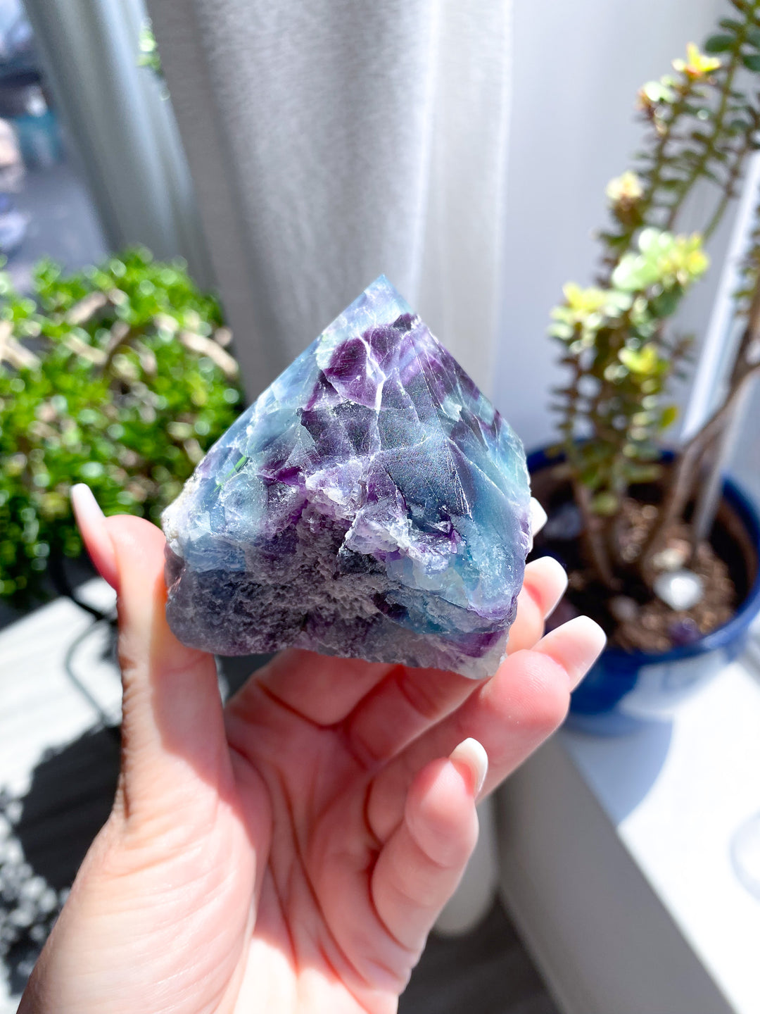 Polished Rainbow Purple Fluorite Point 