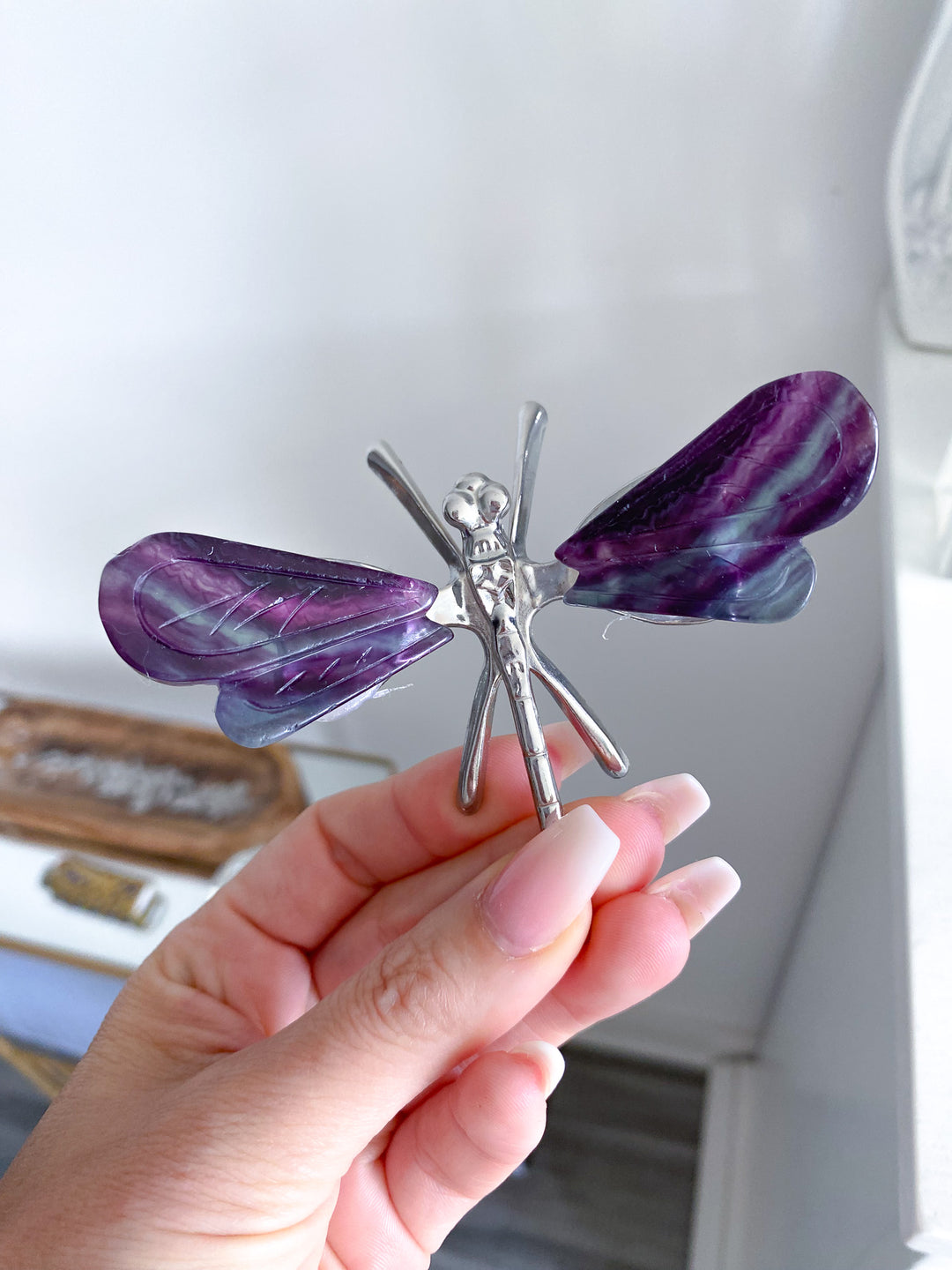 Imperfect Fluorite Dragonfly Figurine