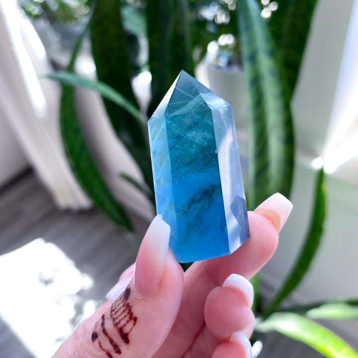Green-Blue Rainbow Fluorite Tower
