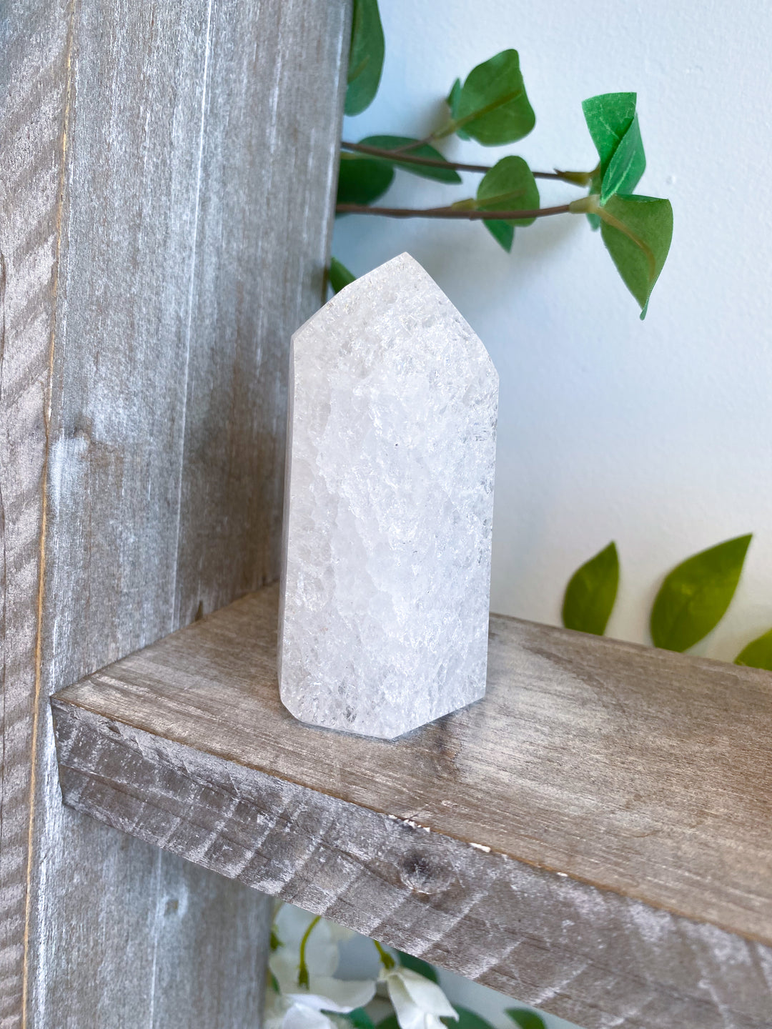 Large Fire & Ice Quartz Cracked Quartz Point #1
