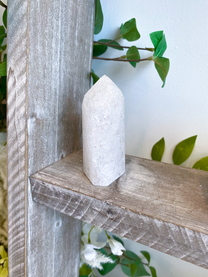 Large Fire & Ice Quartz Cracked Quartz Point #1