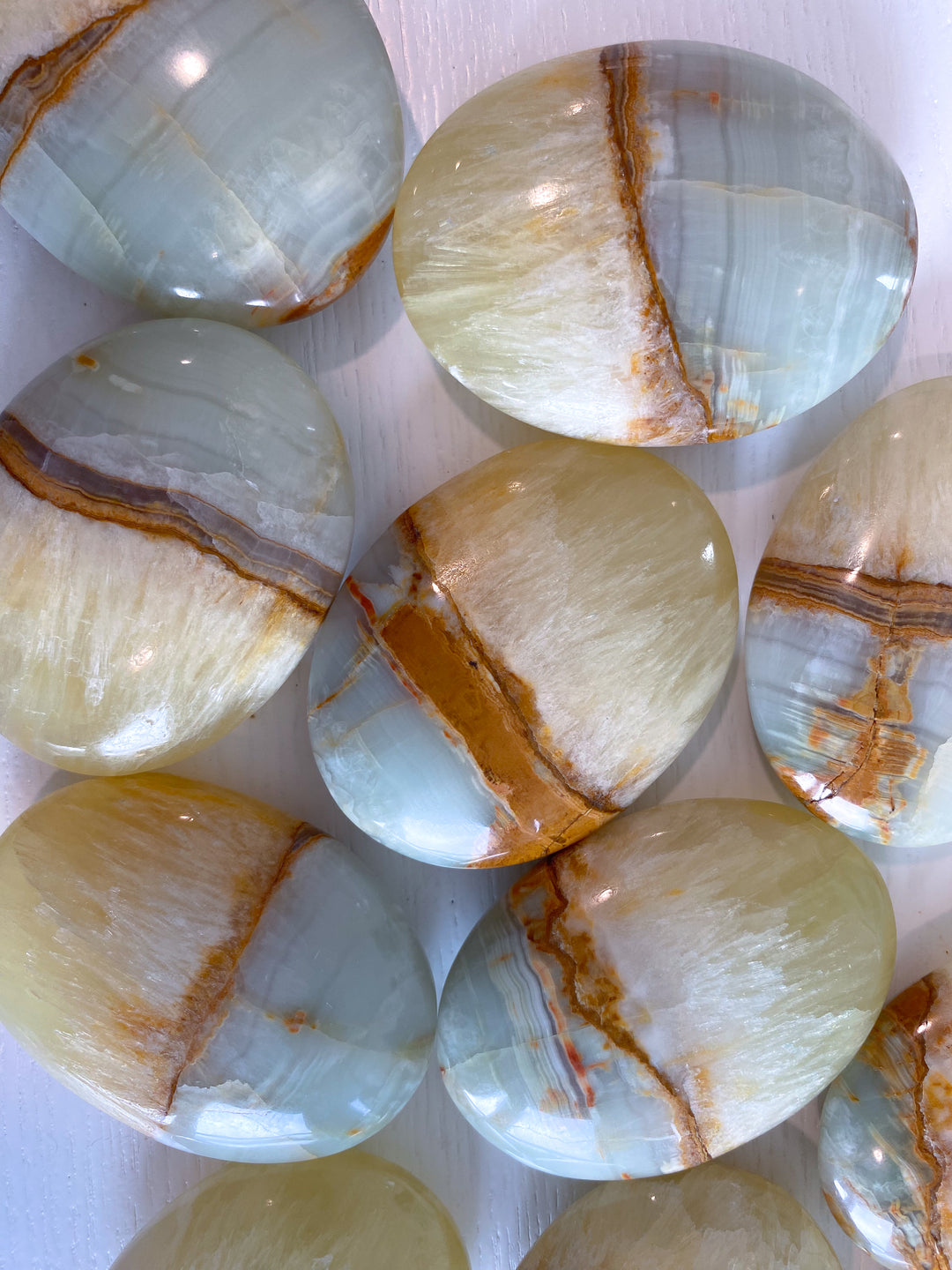 RARE Green Onyx and Yellow Calcite Palm Stone