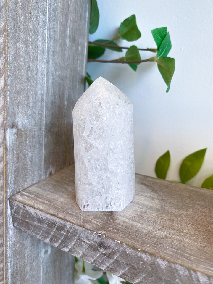 Large Fire & Ice Quartz Cracked Quartz Point #1