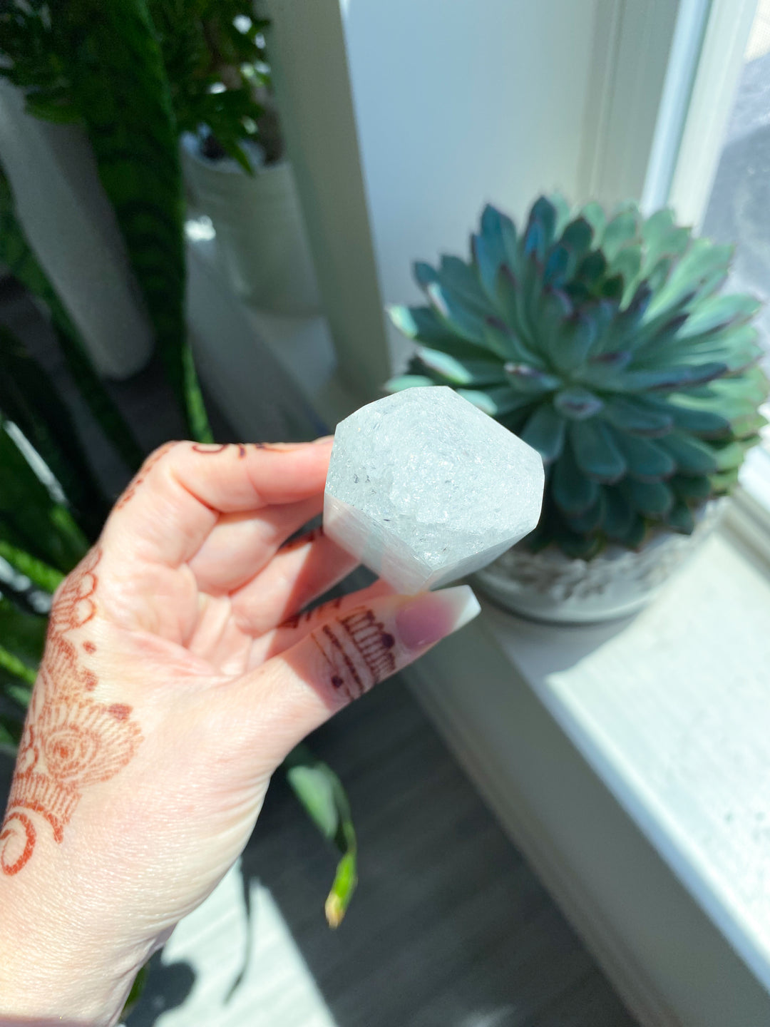 Large Fire & Ice Quartz Cracked Quartz Point #1