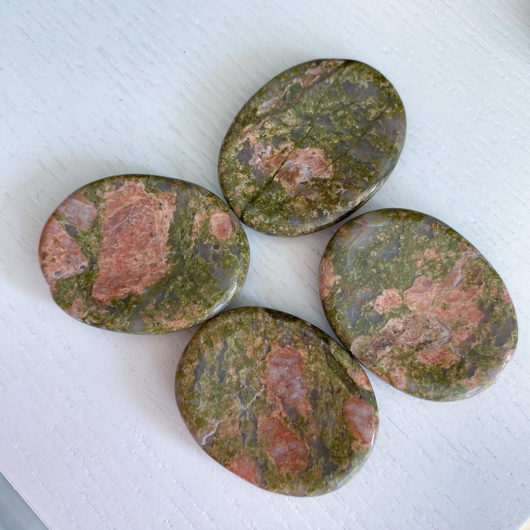Pale Flower Unakite Worry Stone