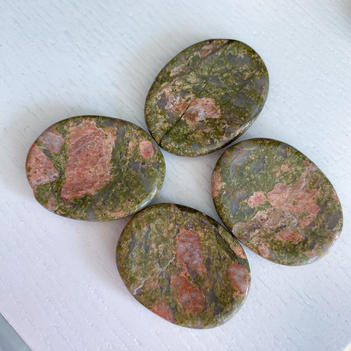 Pale Flower Unakite Worry Stone