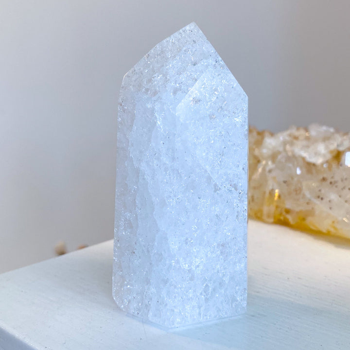 Large Fire & Ice Quartz Cracked Quartz Point #1