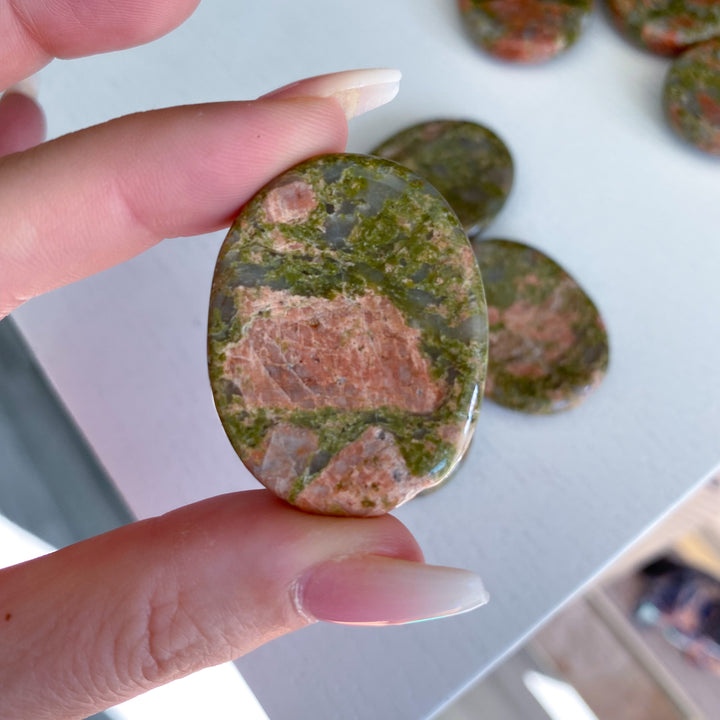 Pale Flower Unakite Worry Stone
