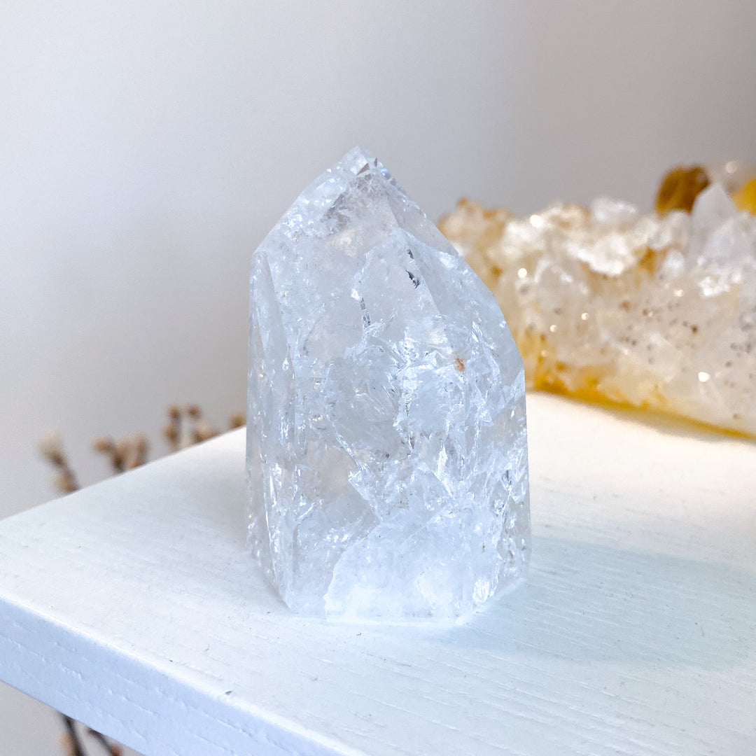 Fire & Ice Quartz Crystal Polished Point 3"