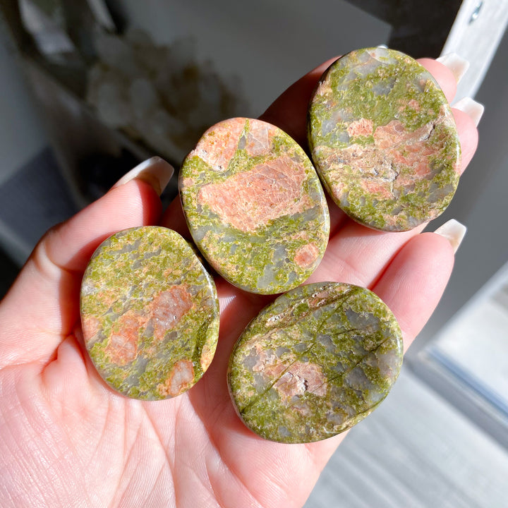 Pale Flower Unakite Worry Stone