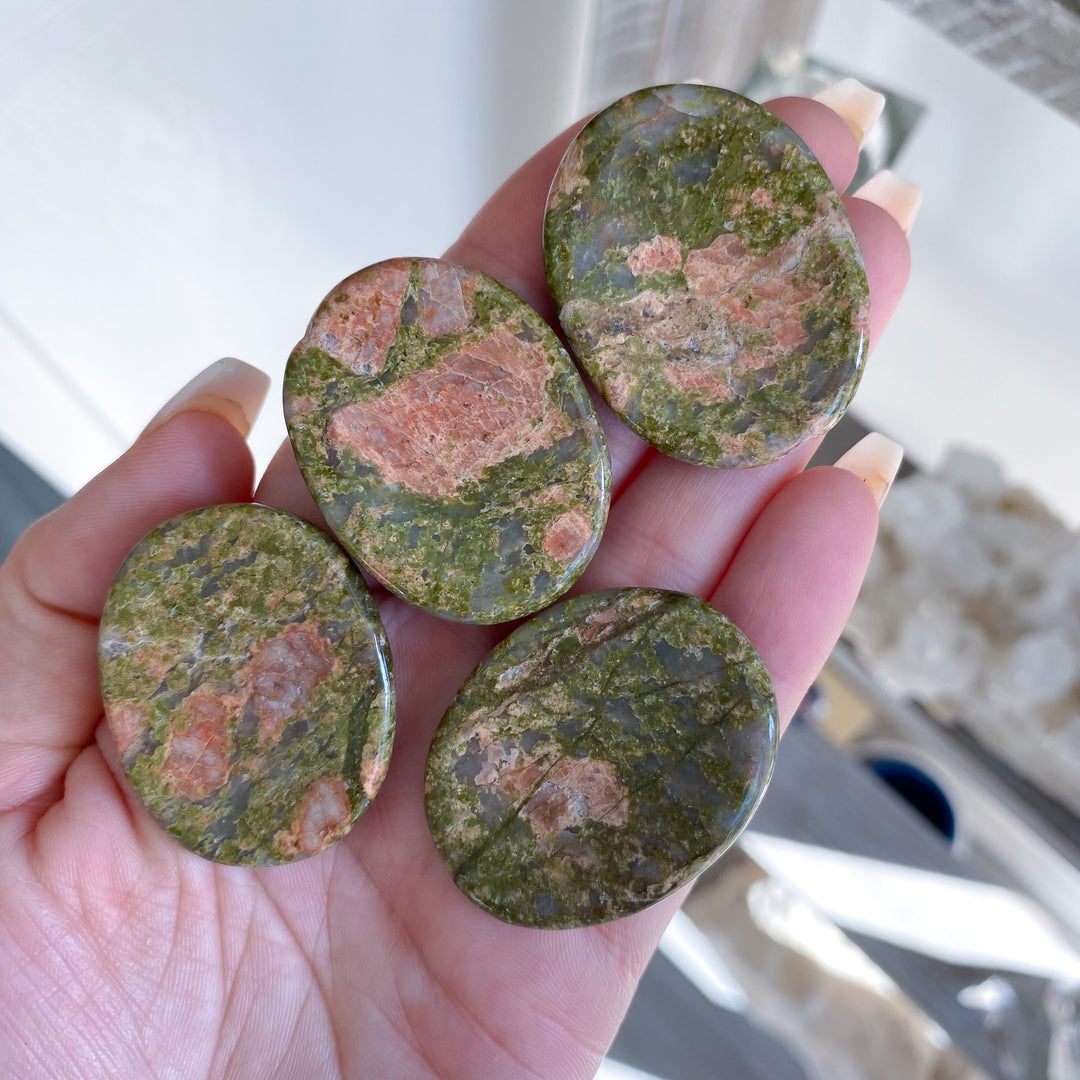 Pale Flower Unakite Worry Stone