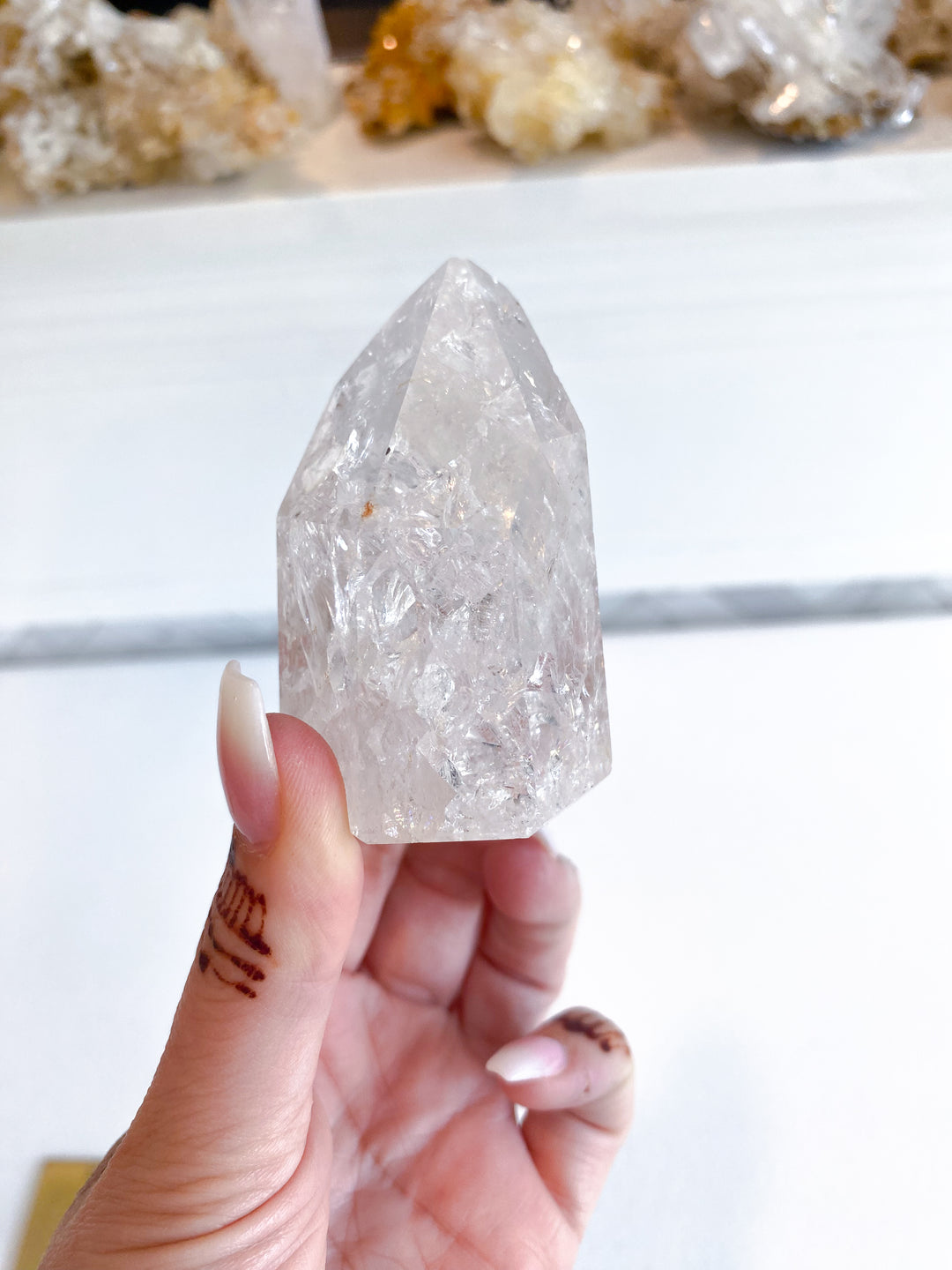 Fire & Ice Quartz Crystal Polished Point 3"