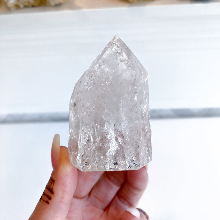 Fire & Ice Quartz Crystal Polished Point 3"