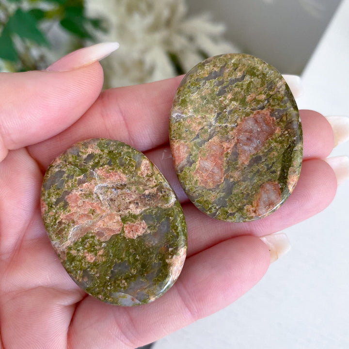 Pale Flower Unakite Worry Stone