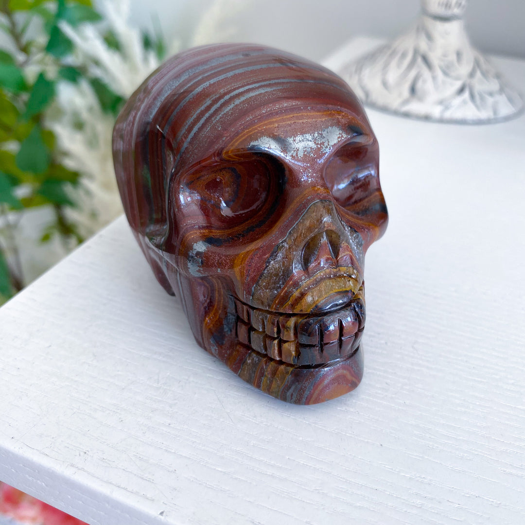 Red Eyes Large Tiger Iron Skull 1.8lb