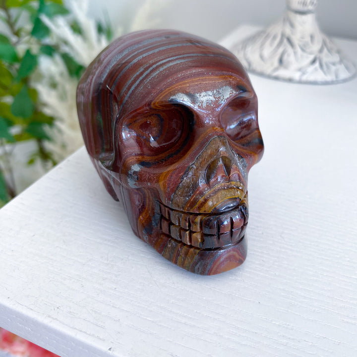 Red Eyes Large Tiger Iron Skull 1.8lb